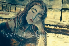Girl Resting in a Winters Storm by Sue Brelade